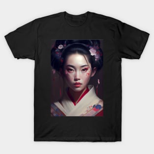 Japanese Geisha In Digital Art. Gift Idea For Japan Fans 5 T-Shirt